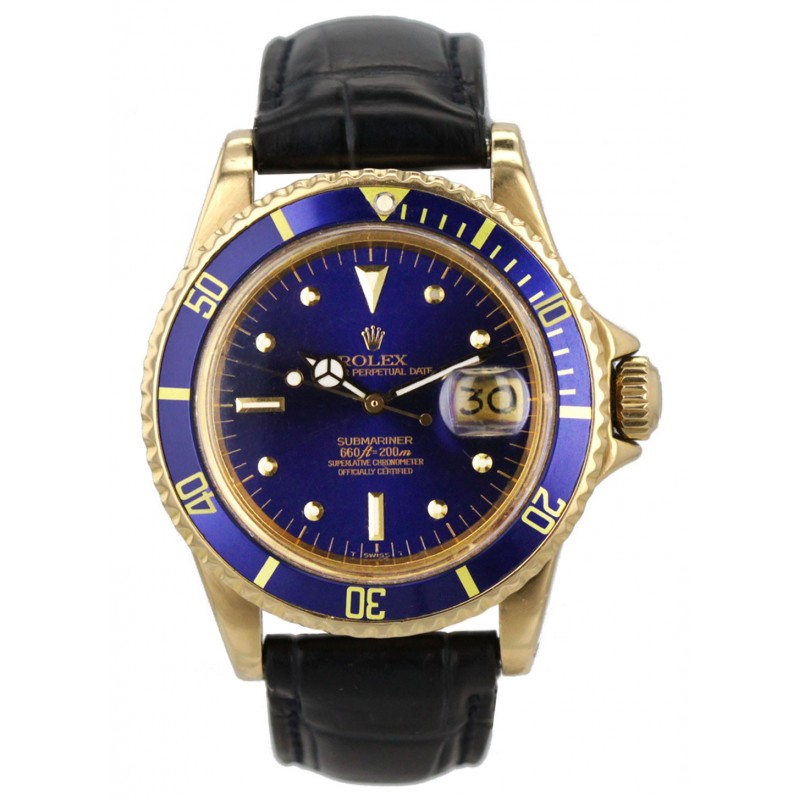 rolex submariner gold leather strap