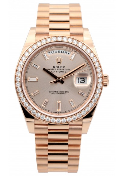 Rolex Daydate 18K Sundust Baguette UNWORN 2022 228345RBR