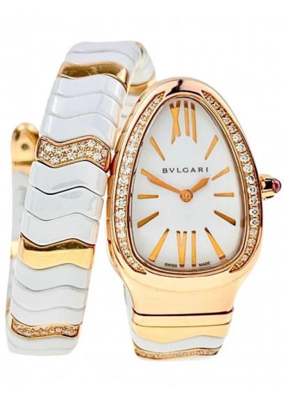 Bvlgari Serpenti Tubogas 18k ceramic factory diamonds SPP35G