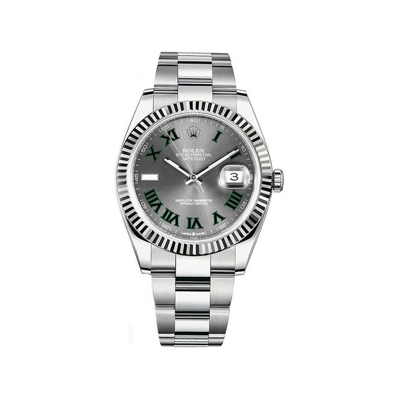 rolex datejust grey green