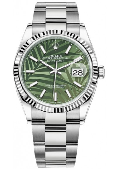 rolex green face silver